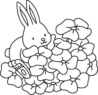 Fleurs et lapin 02 - Coloriages fleurs, fruits et légumes - Coloriages - 10doigts.fr